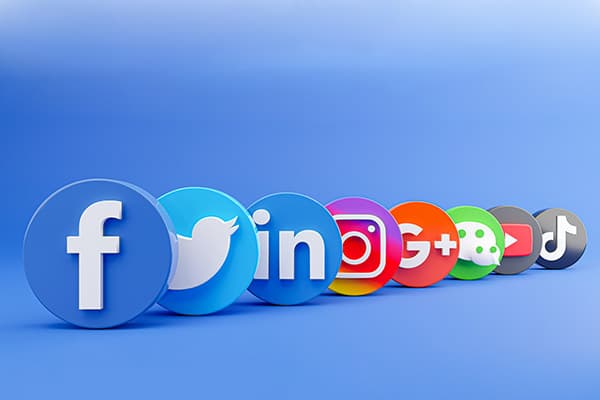 3d render social media icon collection
