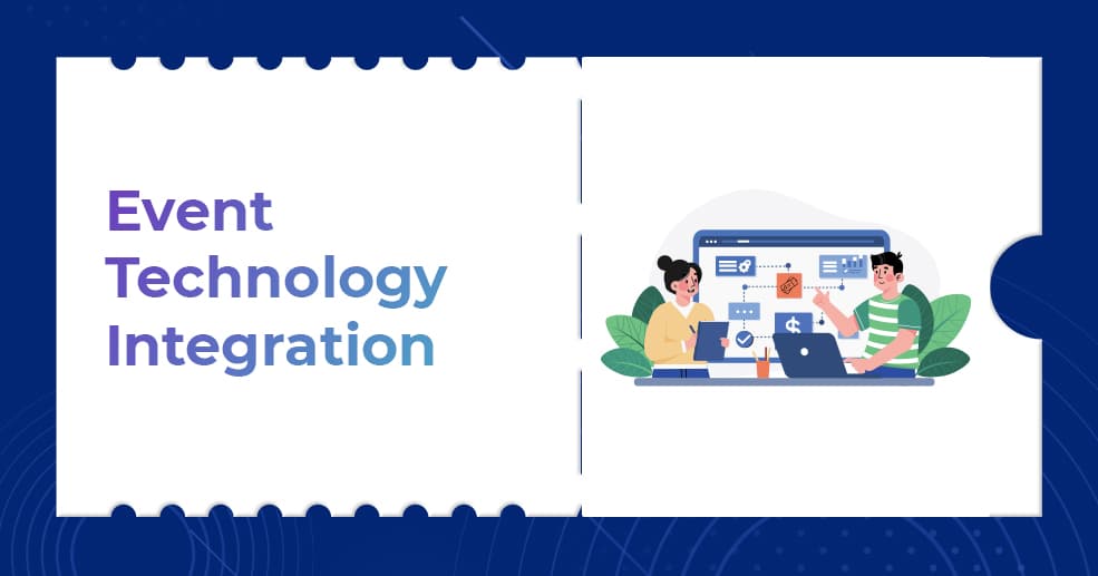 Event technology integration concept with team illustration