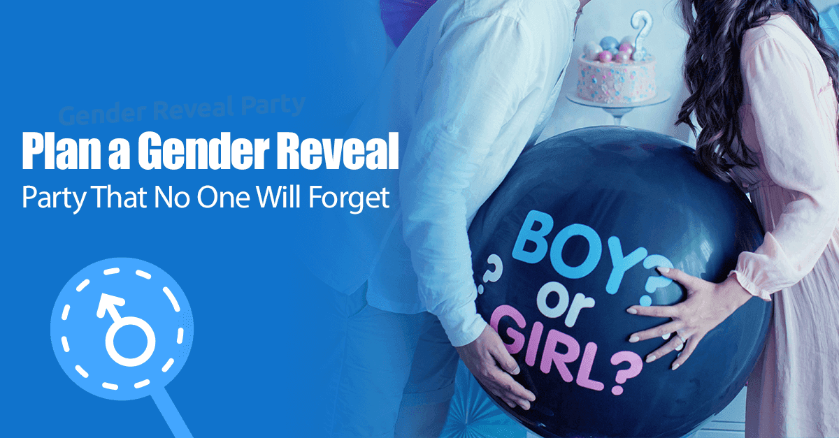 Planning a gender reveal party with a couple holding a “Boy or girl?” balloon moments before the big reveal