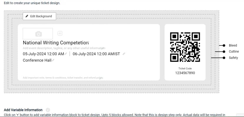 With theatre ticket maker you can not only upload the design you feel is right but can also make vail the designs and templates that the ticket enerator has to offer you, and then optimize the tickets colurs, designs the way you want