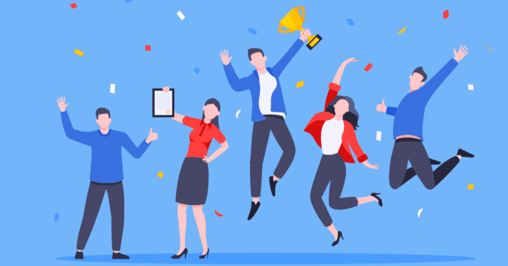 happy cheerful team jumping trophy 1024x538