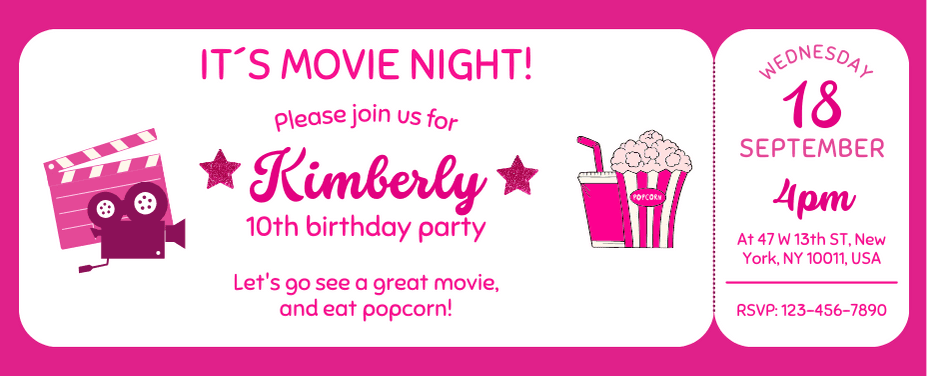 Bithrday Party Movie Night Ticket