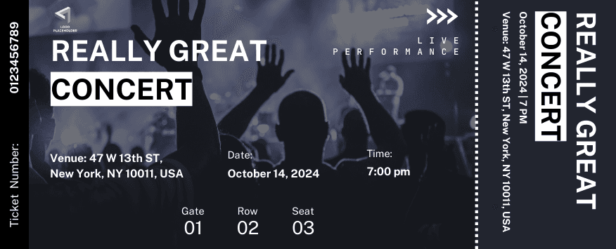 Concert Ticket With Black Background