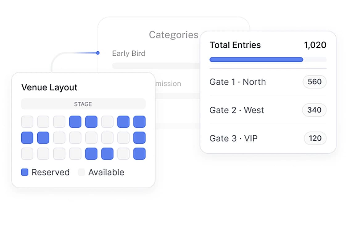 Assign seats and manage multi-venue events