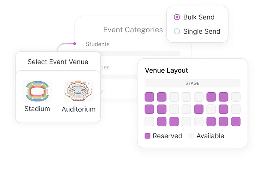 Manage bulk tickets, seating plans, and multiple venues easily