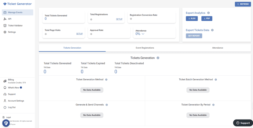 Screenshot of a ticket generating software