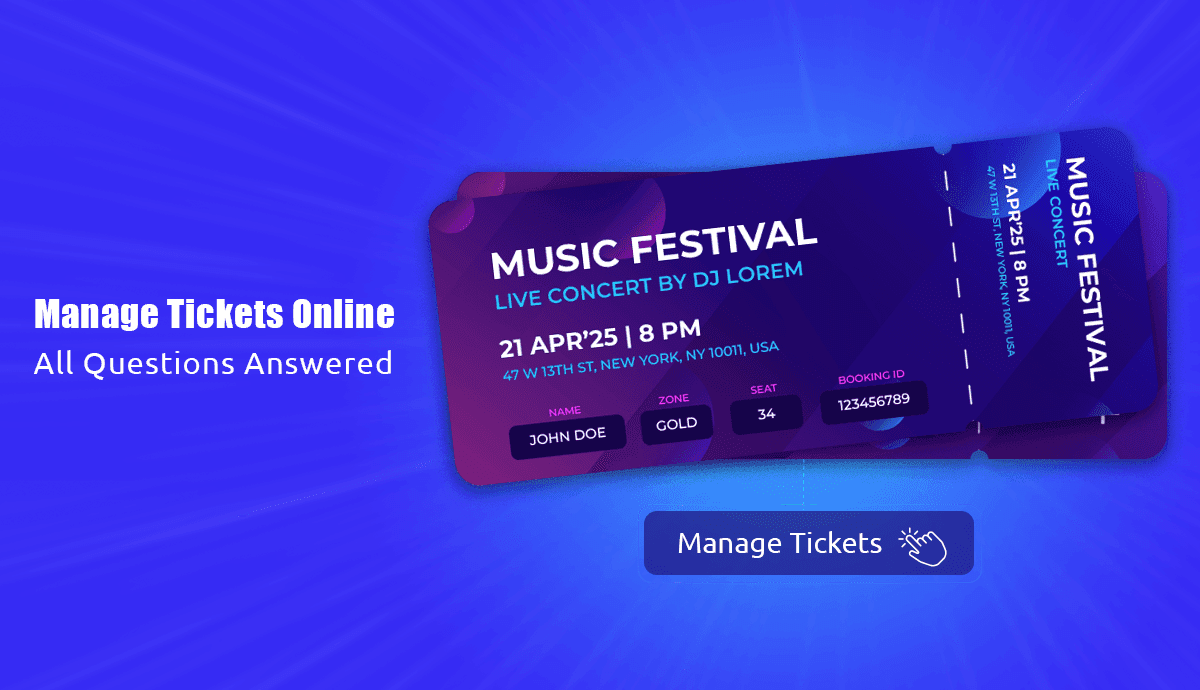 Event ticket made using online ticket management tool