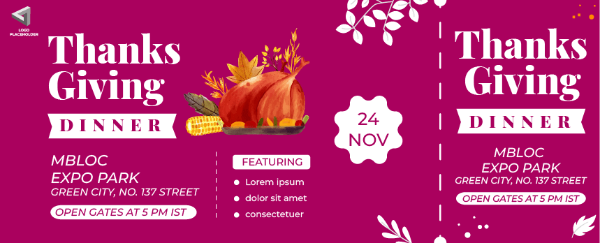 free printable event tickets for thanksgiving events