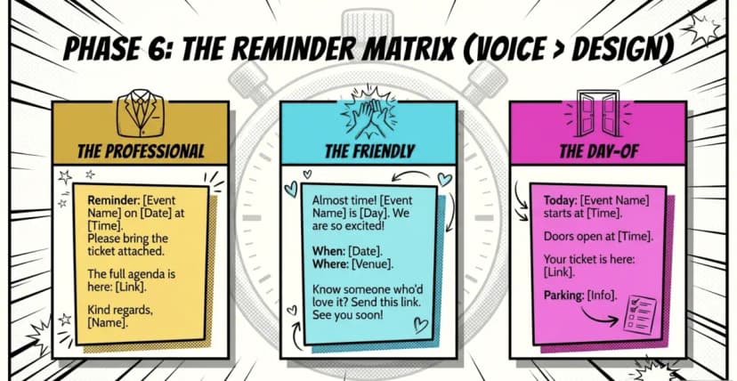 email phase 6 reminder matrix professional friendly day of