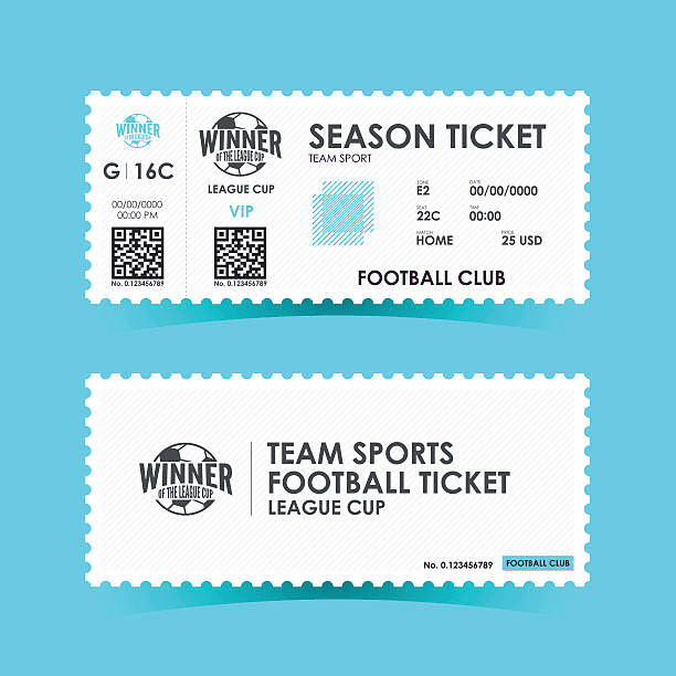 Season football event ticket design with QR code and event details