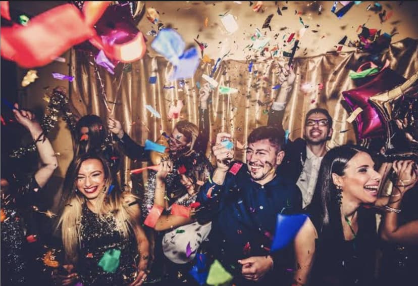 A group of people having fun at a New Year Party