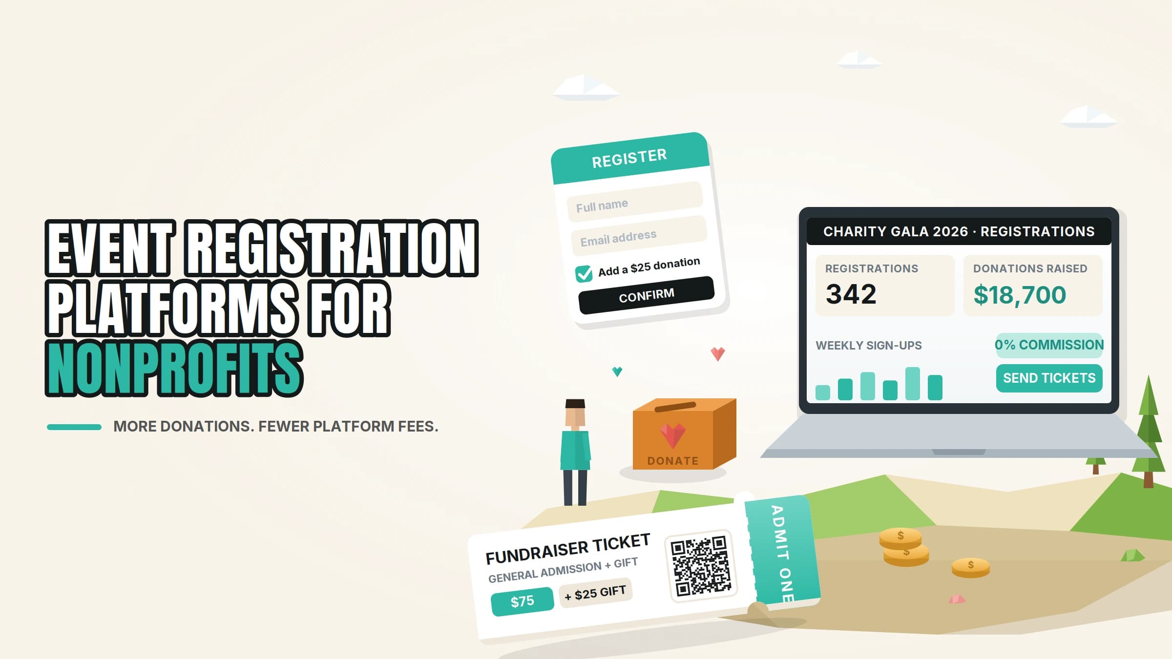 nonprofit event registration feature