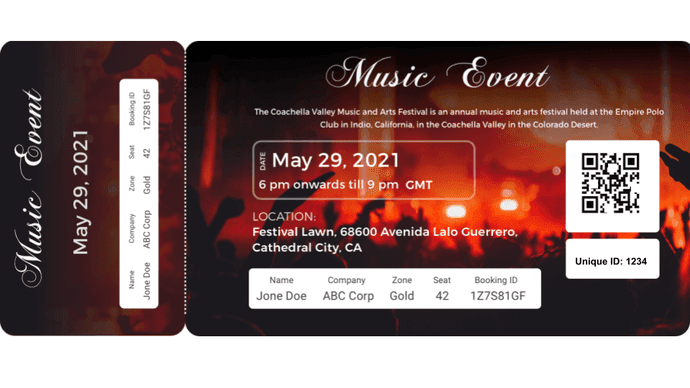 Ticket for music event